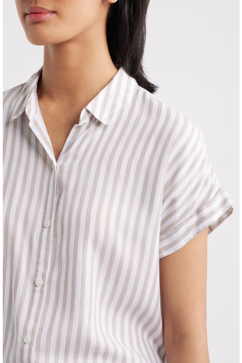 Kenzie Stripe Short Sleeve Button-Up Shirt, Alternate, color, SANDY SHORE