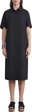 Lafayette 148 New York Short Sleeve Button-Up Poplin Shirtdress
