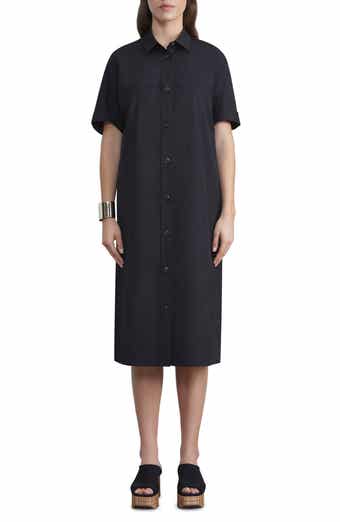 Short Sleeve Button-Up Poplin Shirtdress