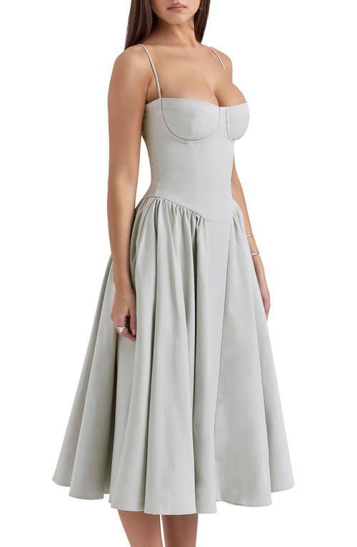 House Of Cb Womens Samaria Corseted Woven Midi Dress Dove Grey Xs In Dove Grey