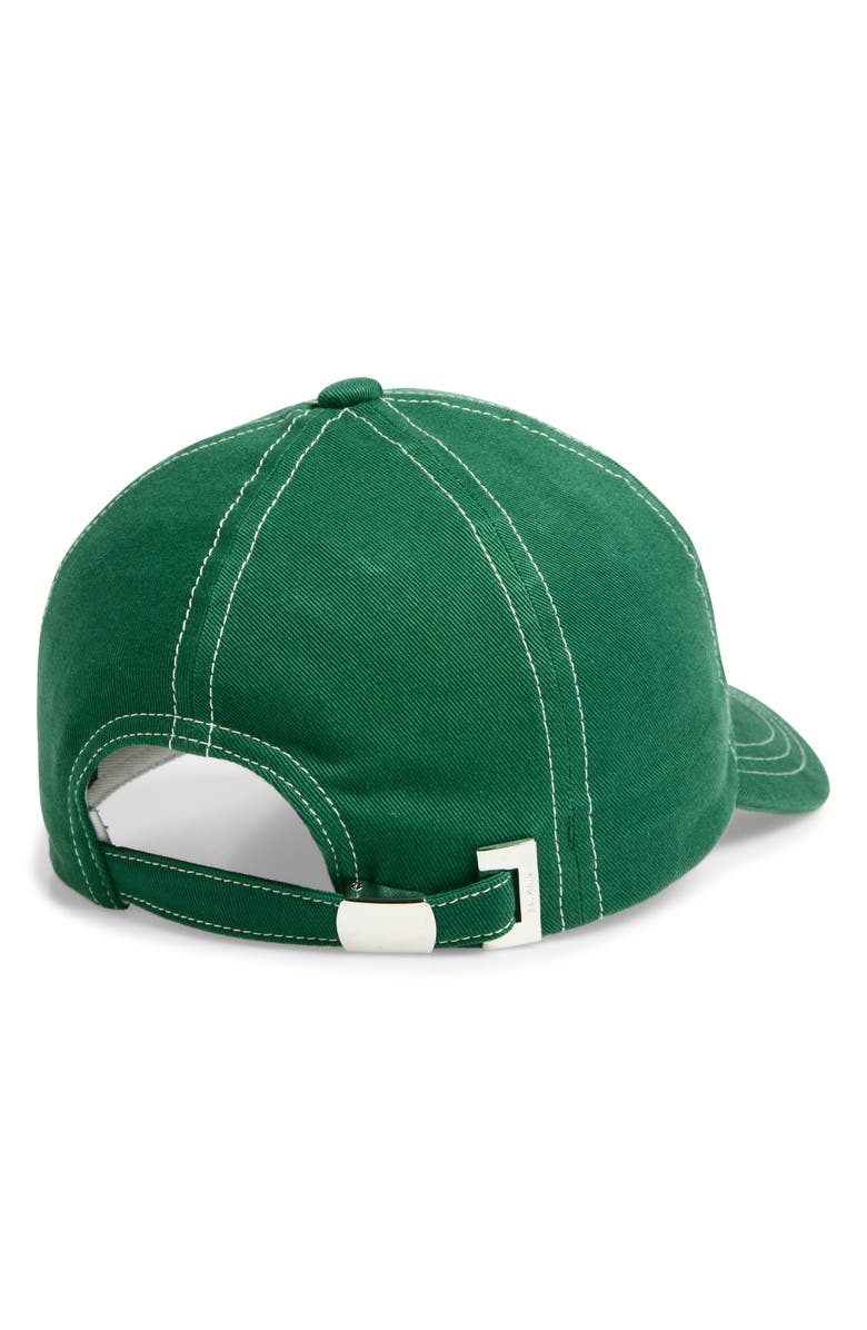 Balmain Embroidered Logo Cotton Twill Baseball Cap, Alternate, color, Green/Beige