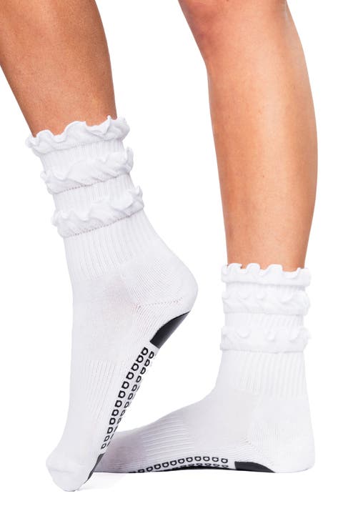 Triple Ruffle Gripper Crew Socks