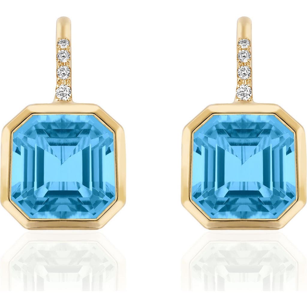 GOSHWARA Gossip Asscher-Cut Semiprecious Stone & Diamond Drop Earrings in Pale Blue  product