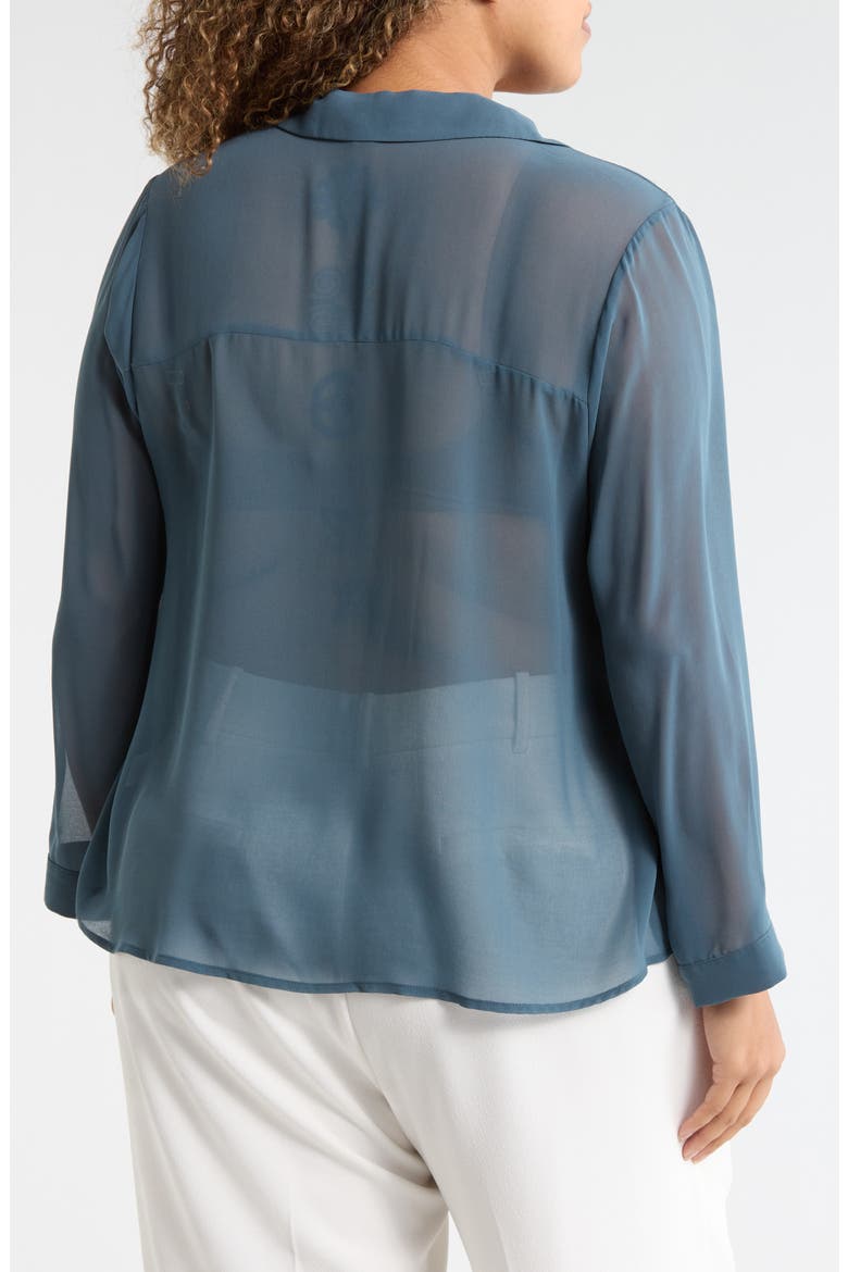 Long Sleeve Crop Utility Button-Up Shirt, Alternate, color, DEEP SLATE BLUE