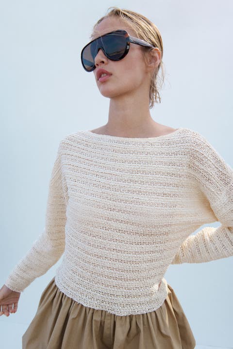 Textured-knit Top