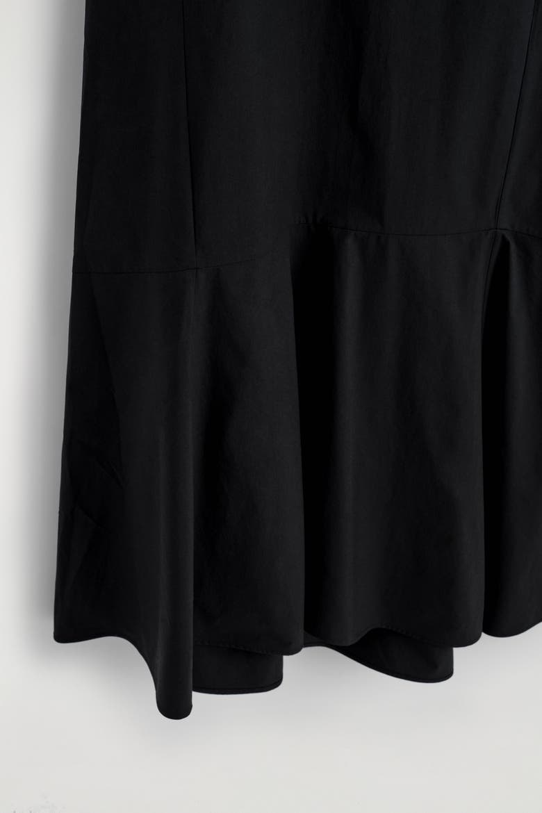 Dropped-hem Cotton Midi Dress, Alternate, color, BLACK