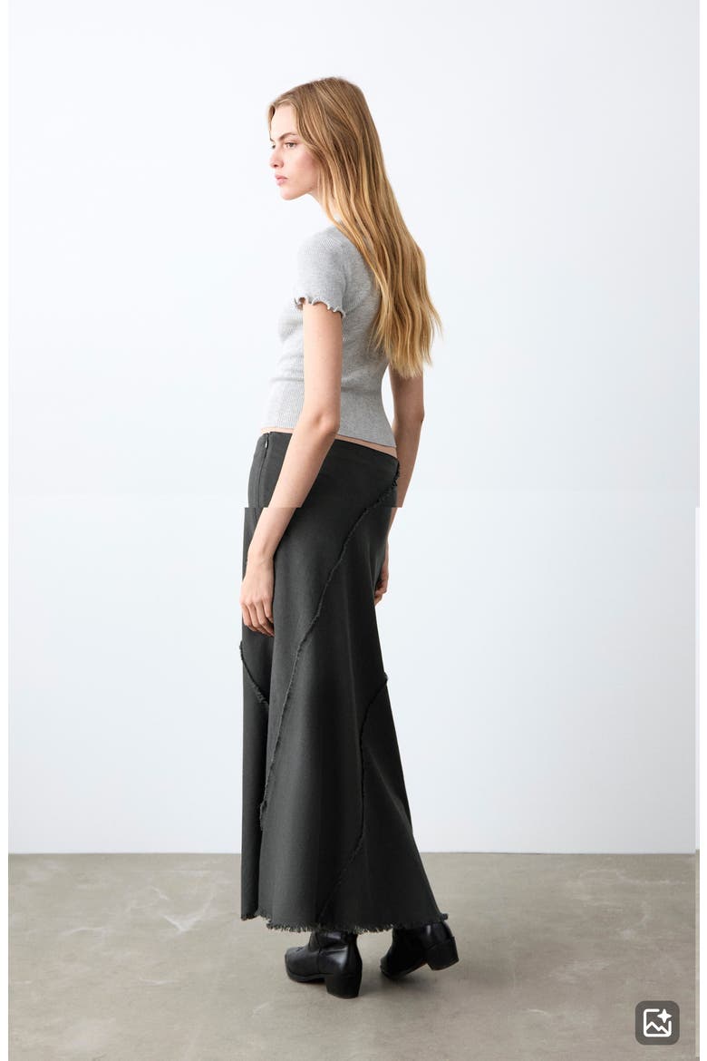 Fray Detail Maxi Skirt, Alternate, color, CHARCOAL
