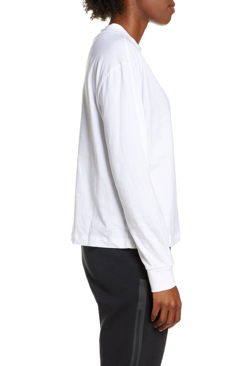 Essential Mock Neck Long Sleeve Tee, Alternate, color, WHITE/ BLACK