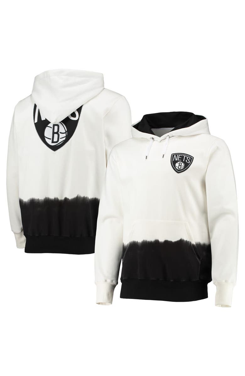 FISLL Men's FISLL Oatmeal Brooklyn Nets Double Dribble Dip-Dye Pullover Hoodie, Main, color, Oatmeal