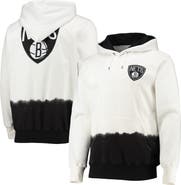 FISLL Men's FISLL Oatmeal Brooklyn Nets Double Dribble Dip-Dye Pullover Hoodie