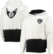FISLL Men's FISLL Oatmeal Brooklyn Nets Double Dribble Dip-Dye Pullover Hoodie