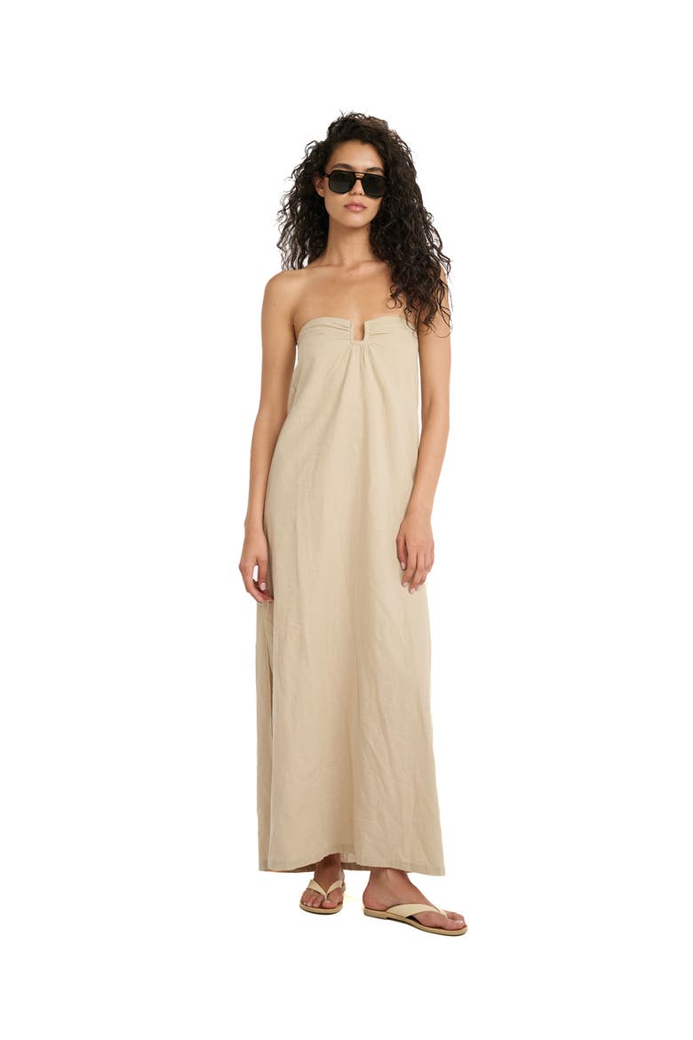 Resort Coastal U Wire Maxi Dress Cover-Up, Main, color, Natural