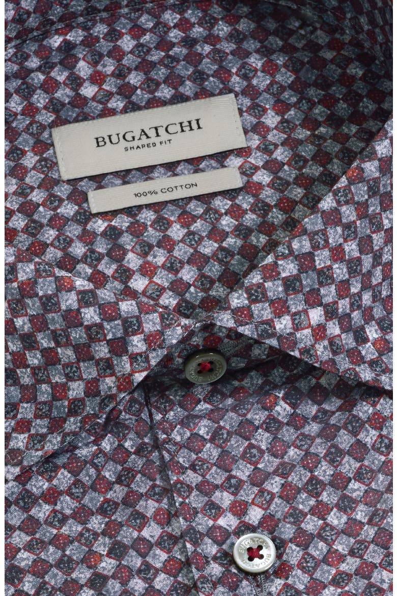 Alvin Shaped Fit Print Button-Up Shirt, Alternate, color, BURGUNDY