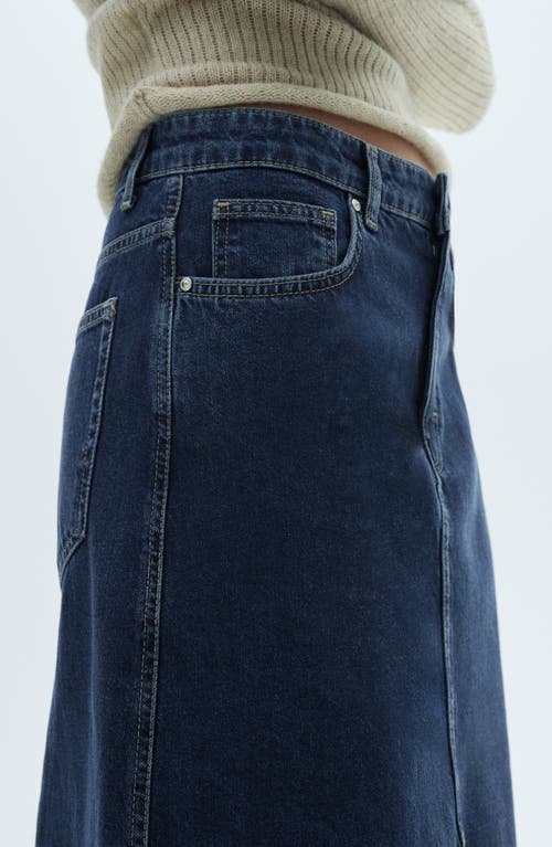Mango Denim Midi Skirt In Dark Blue