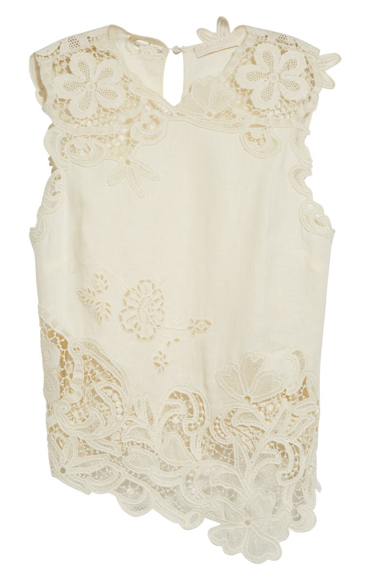 Ulla Johnson Marlis Lace Trim Linen Top, Alternate, color, 