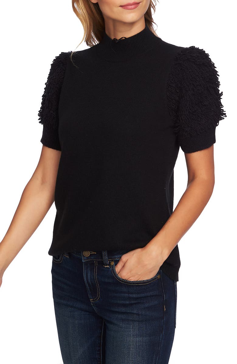 CeCe Poodle Sleeve Mock Neck Sweater, Alternate, color,