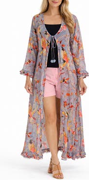 RANEES <p>Bird Print Cotton Cover-Up </p>