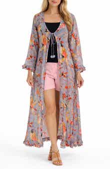 RANEES Bird Print Cotton Cover-Up