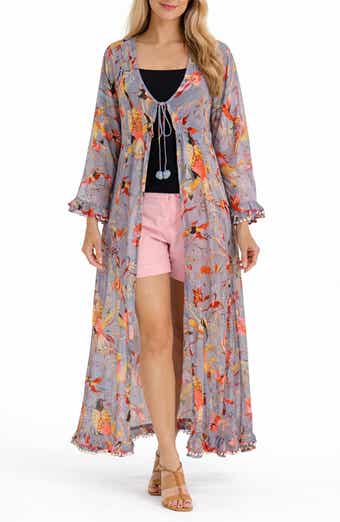Bird Print Cotton Cover-Up