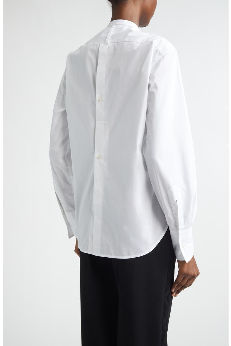 Bib Detail Cotton Poplin Button-Up Shirt, Alternate, color, WHITE