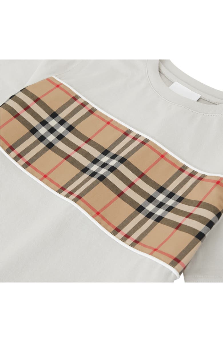 Burberry Kids' Cedar Check Panel Cotton T-Shirt, Alternate, color, 
