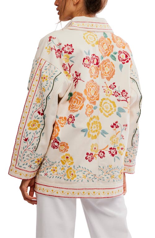 Free People Avery Beaded Embroidered Cotton Jacket In Multi