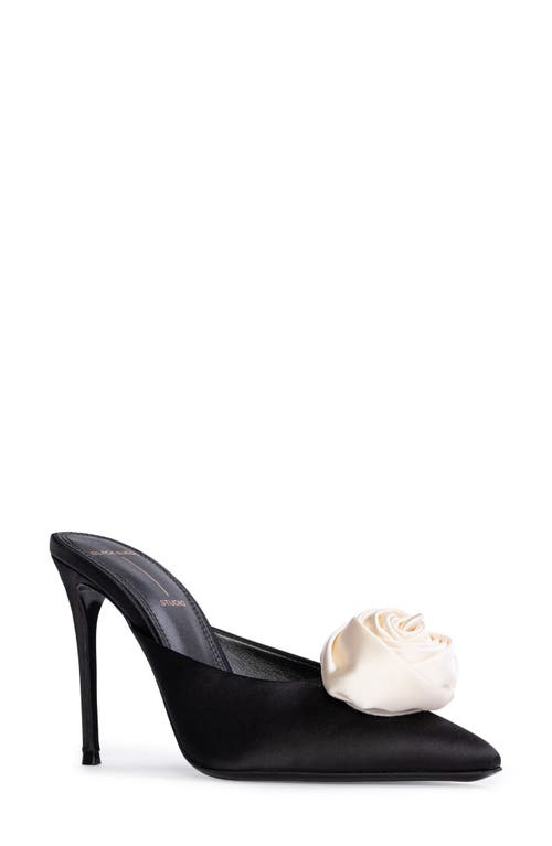 Black Suede Studio Luv Pointed Toe Mule In Black Satin Coconut