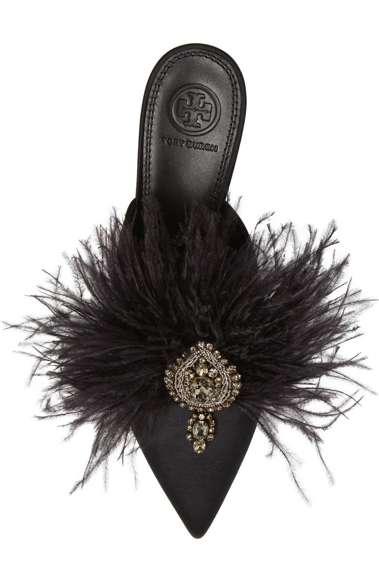 Tory Burch Elodie Embellished Feather Mule, Alternate, color,