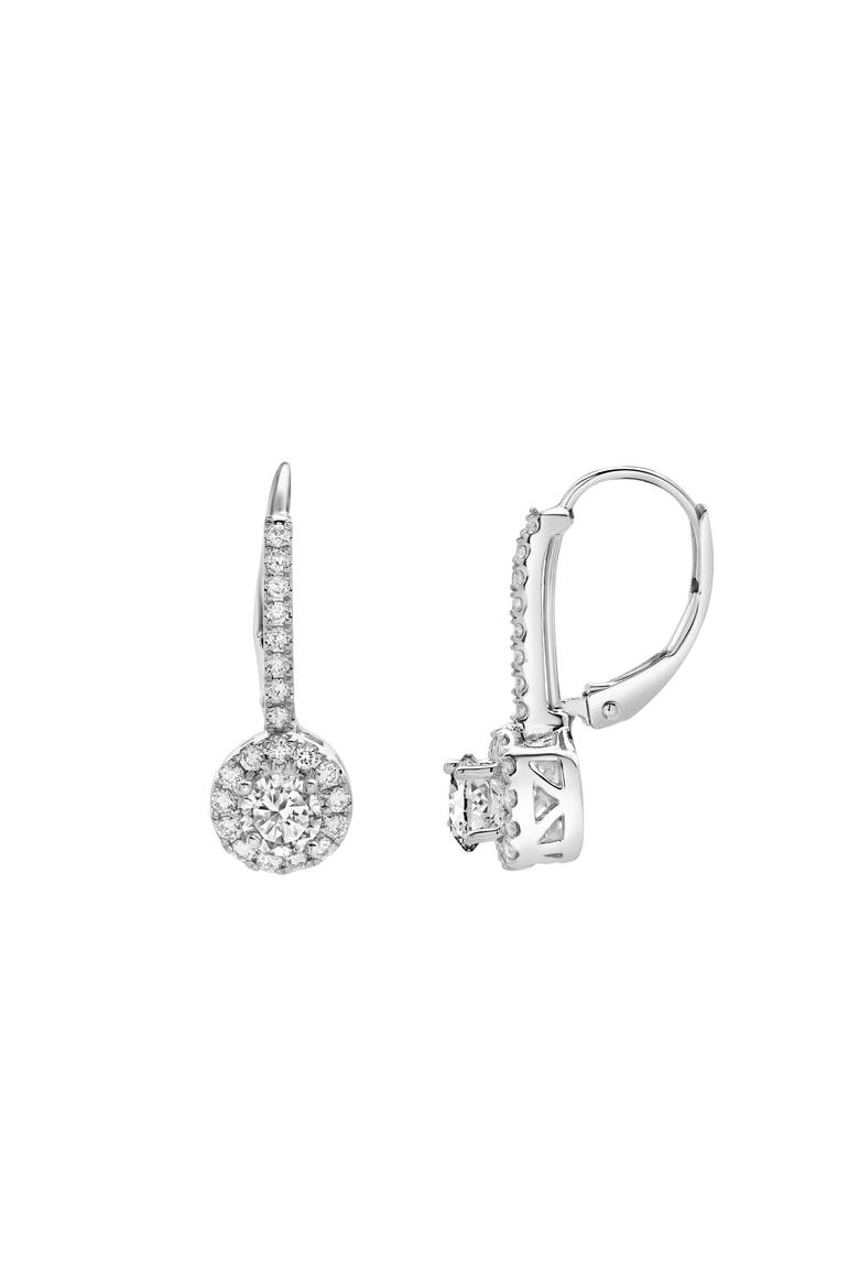 Raine Pave Round Diamond Drop Huggie Hoop Earrings in 14K Gold, Alternate, color, 14K White Gold