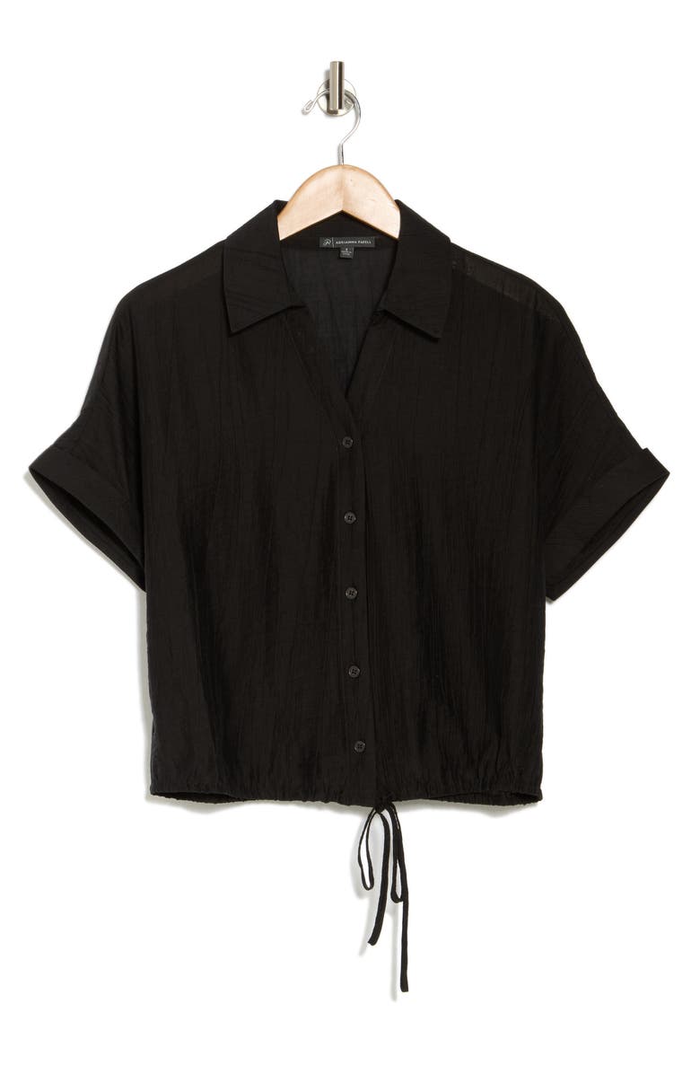 Adrianna Papell Short Sleeve Tie Hem Button-Up Shirt, Alternate, color,