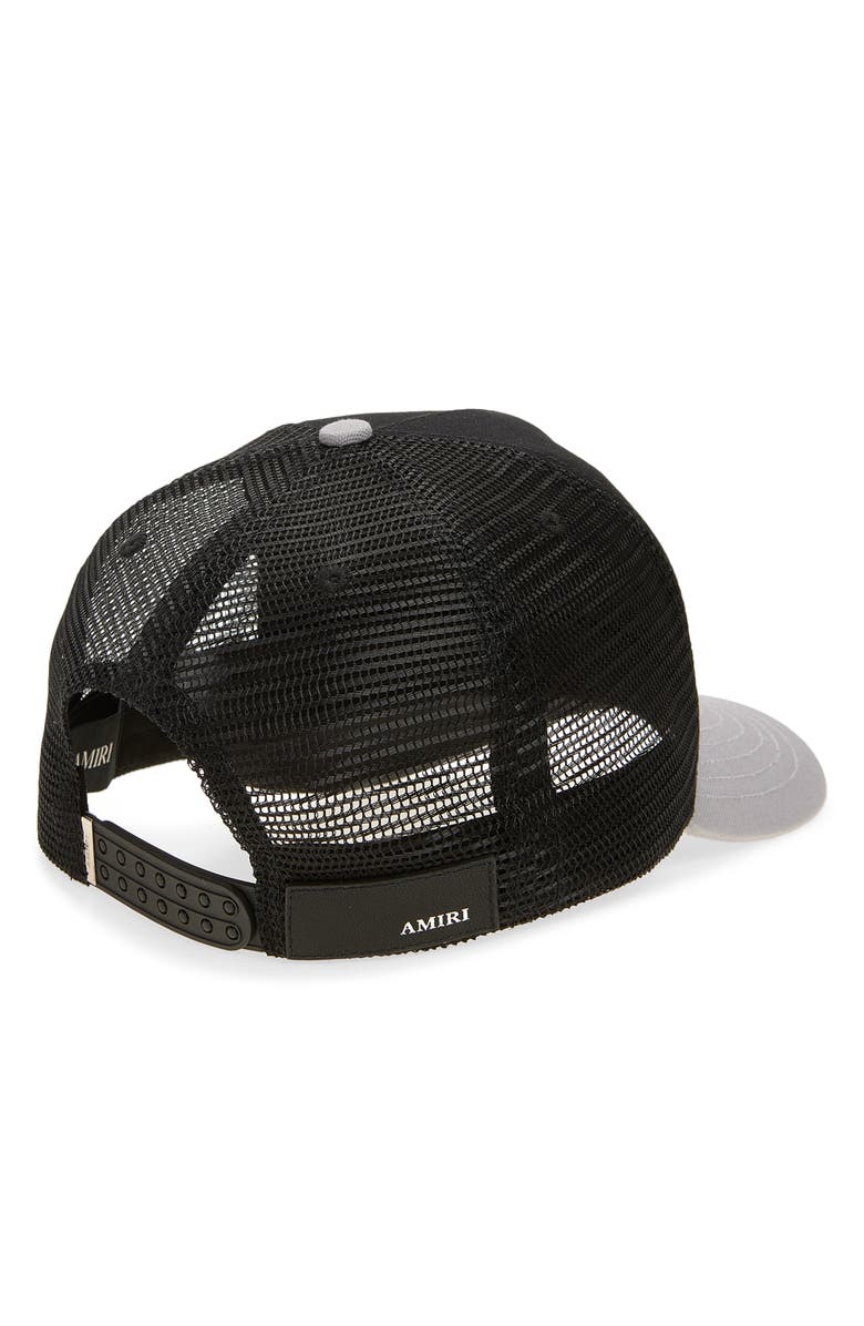 AMIRI MA Outline Embroidered Canvas Trucker Hat, Alternate, color, Black