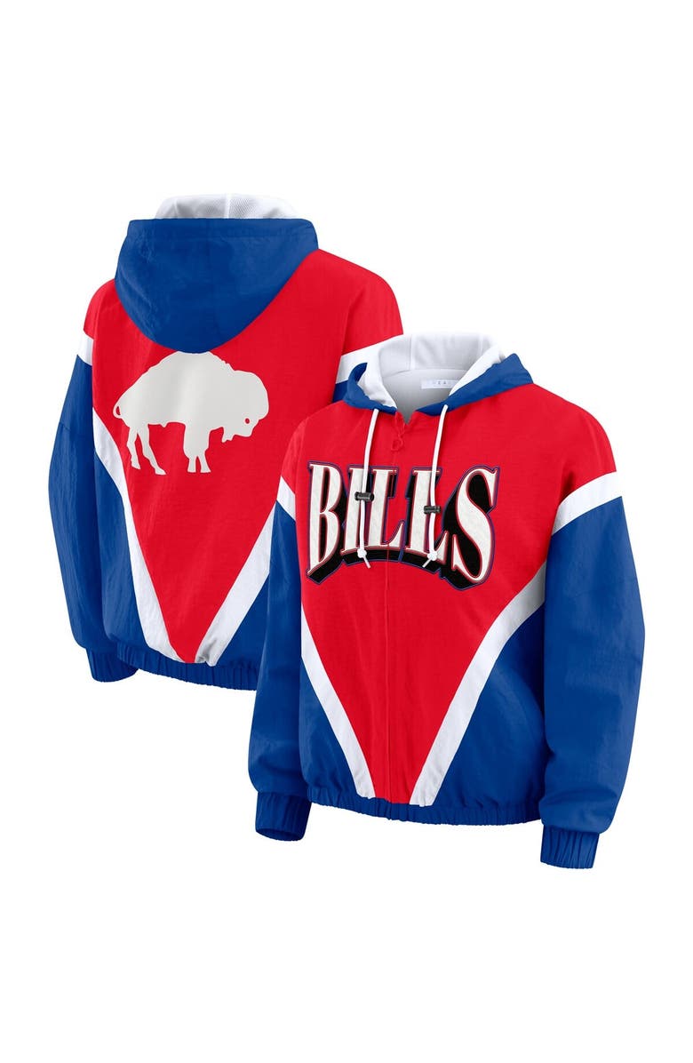 WEAR by Erin Andrews Women's WEAR by Erin Andrews Red/Royal Buffalo Bills Plus Size Retro Crinkle Full-Zip Windbreaker Jacket, Main, color, Red