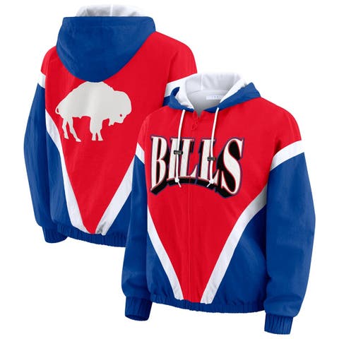 Women's WEAR by Erin Andrews Red/Royal Buffalo Bills Plus Size Retro Crinkle Full-Zip Windbreaker Jacket
