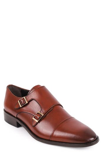 Vellapais Lefors Double Monk Strap Leather Loafer In Cognac