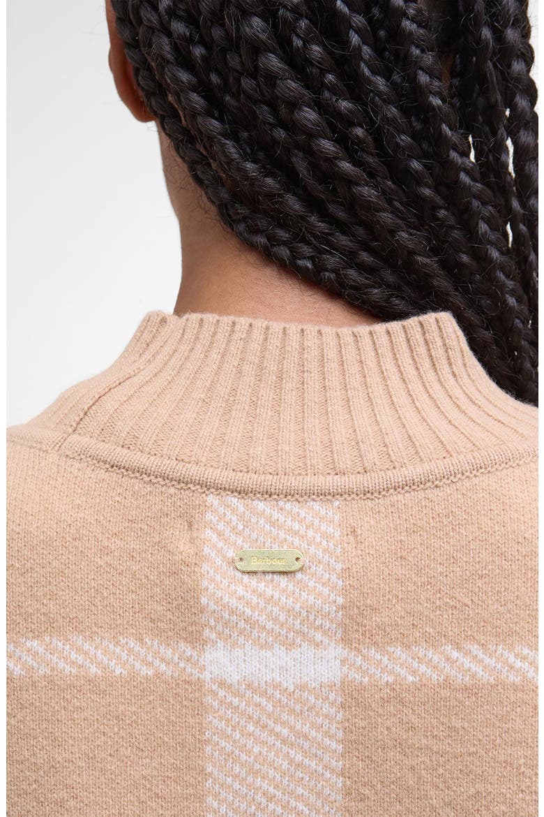 Harriet Plaid Wool Blend Mock Neck Sweater, Alternate, color, PALE CAMEL