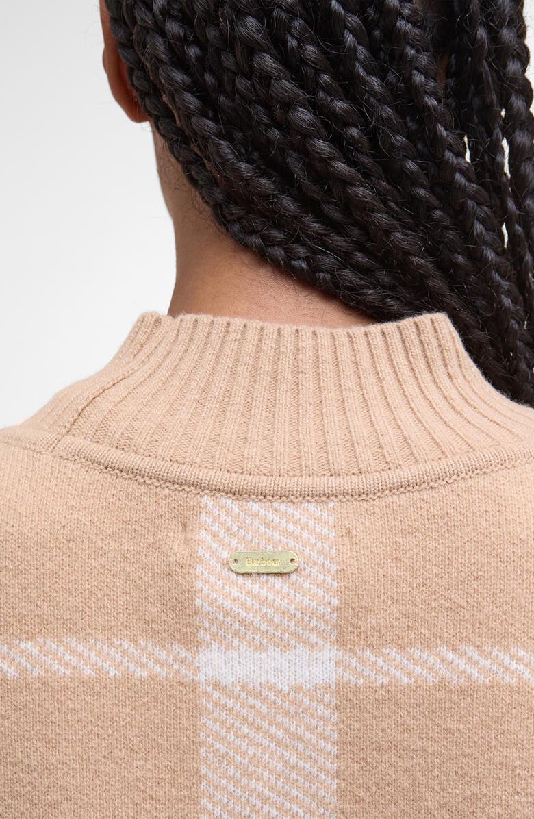 Barbour Harriet Plaid Wool Blend Mock Neck Sweater, Alternate, color, Pale Camel