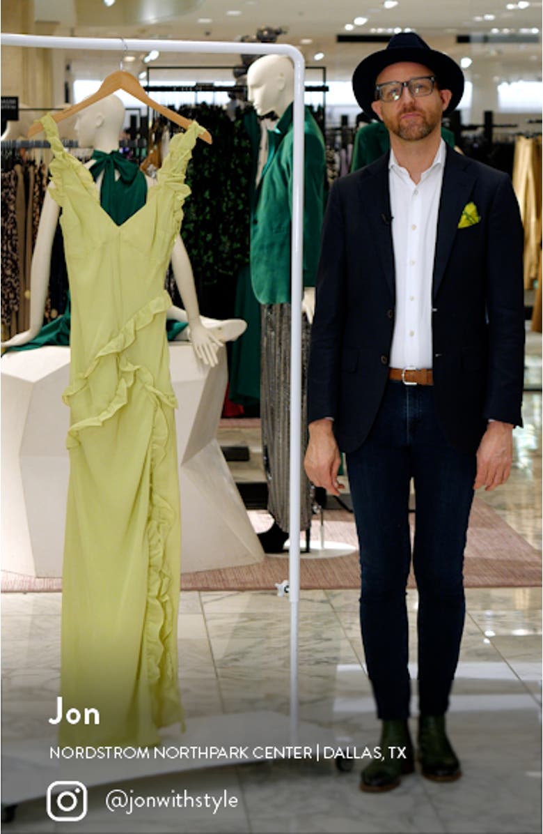 Pixie Ruffle Georgette Body-Con Cocktail Dress, sales video thumbnail