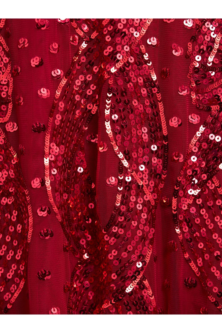 Sequin Ribbon Scoop Neck Ballerina Dress, Alternate, color, Red