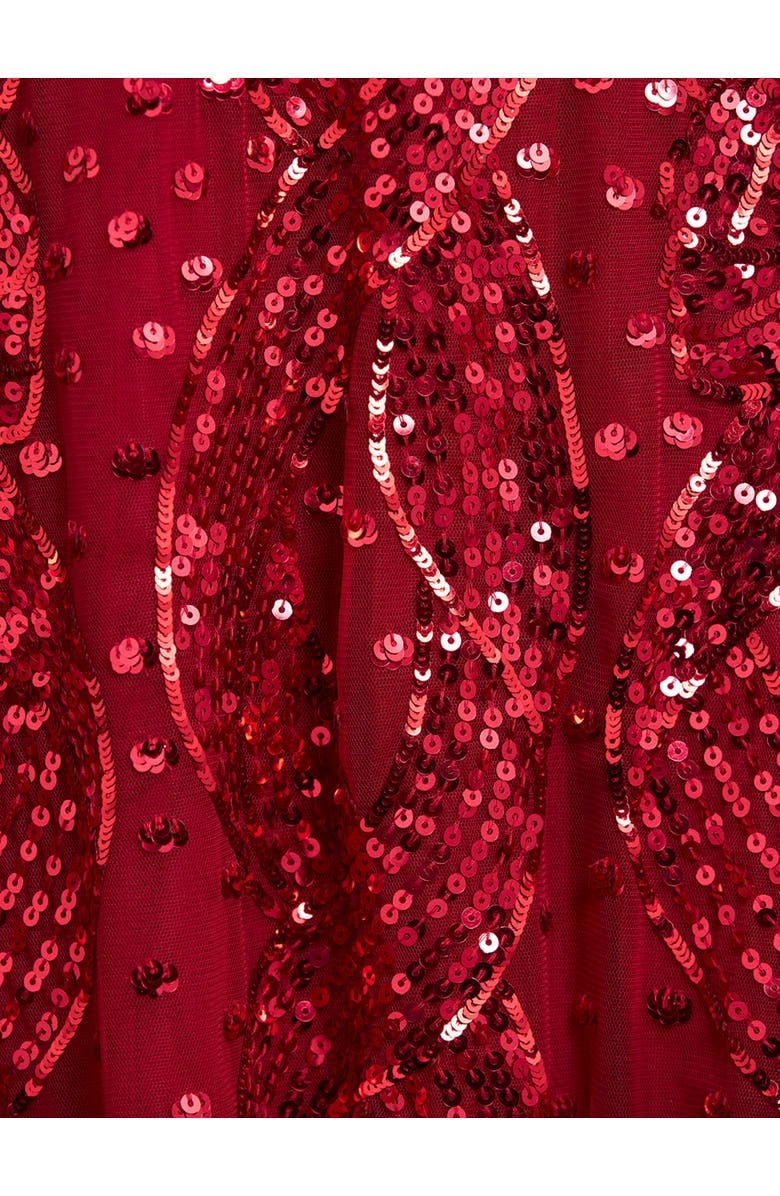 Needle & Thread Sequin Ribbon Scoop Neck Ballerina Dress, Alternate, color, Red