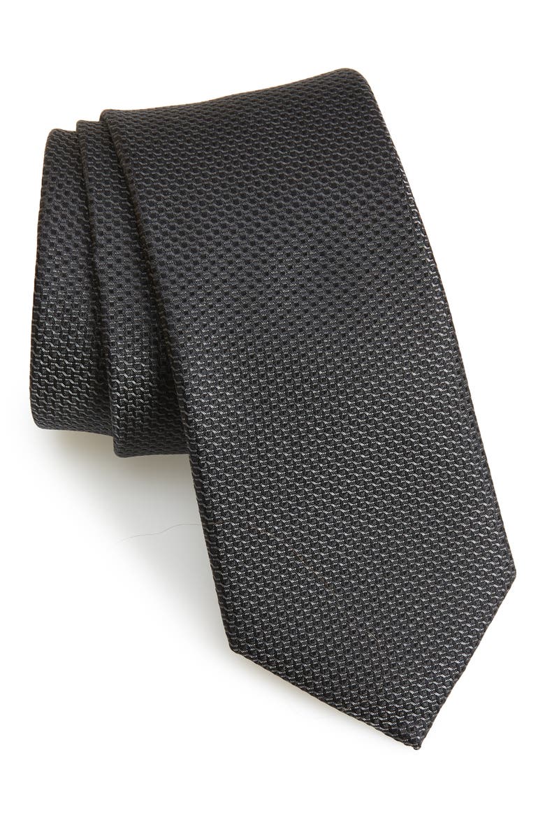 Antico Micro Silk Tie, Main, color, BLACK