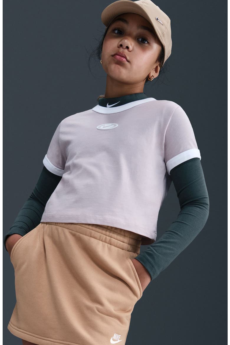 Kids' Sportswear Club Fleece Pull-On Skirt, Alternate, color, HEMP/ HEMP/ WHITE