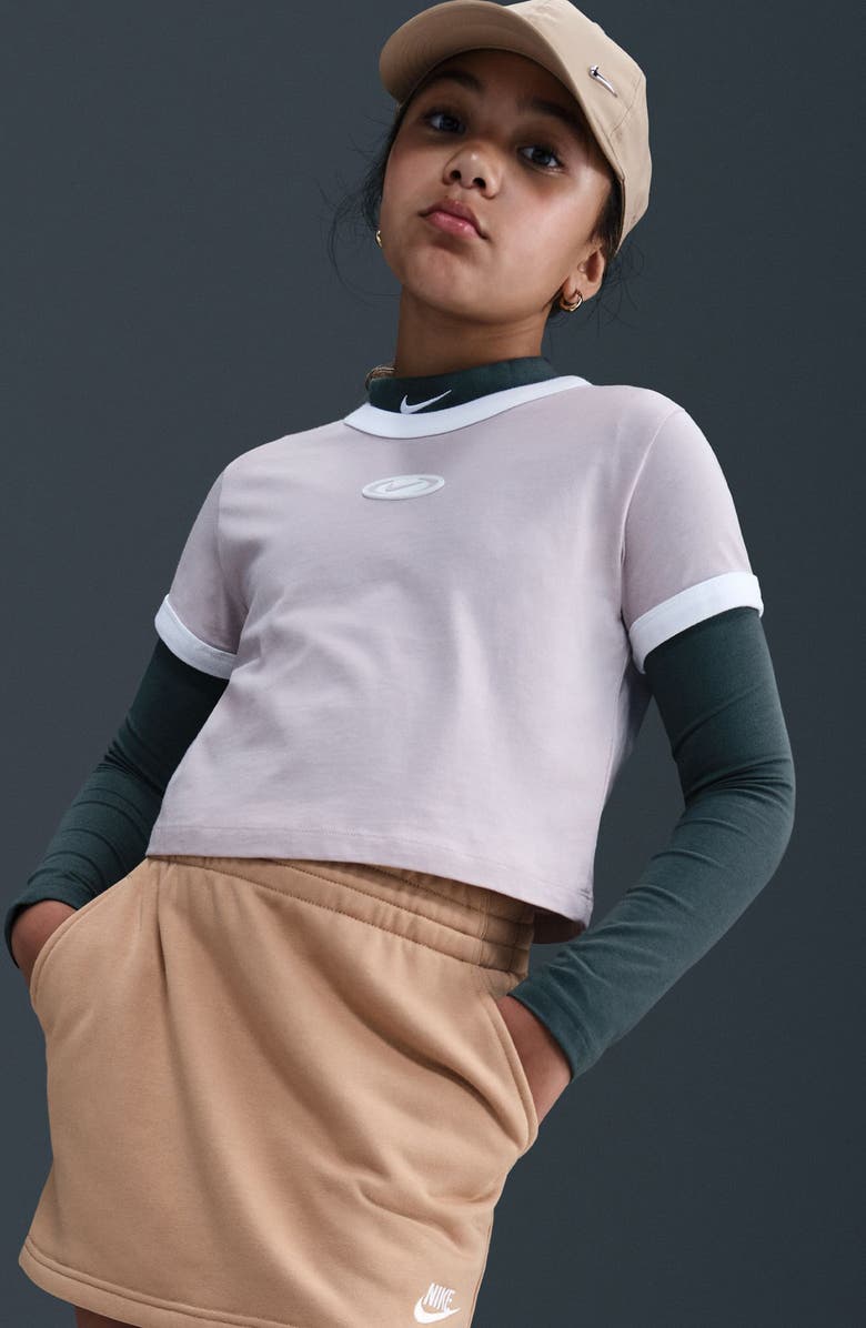 Nike Kids' Sportswear Club Fleece Pull-On Skirt, Alternate, color, Hemp/ Hemp/ White