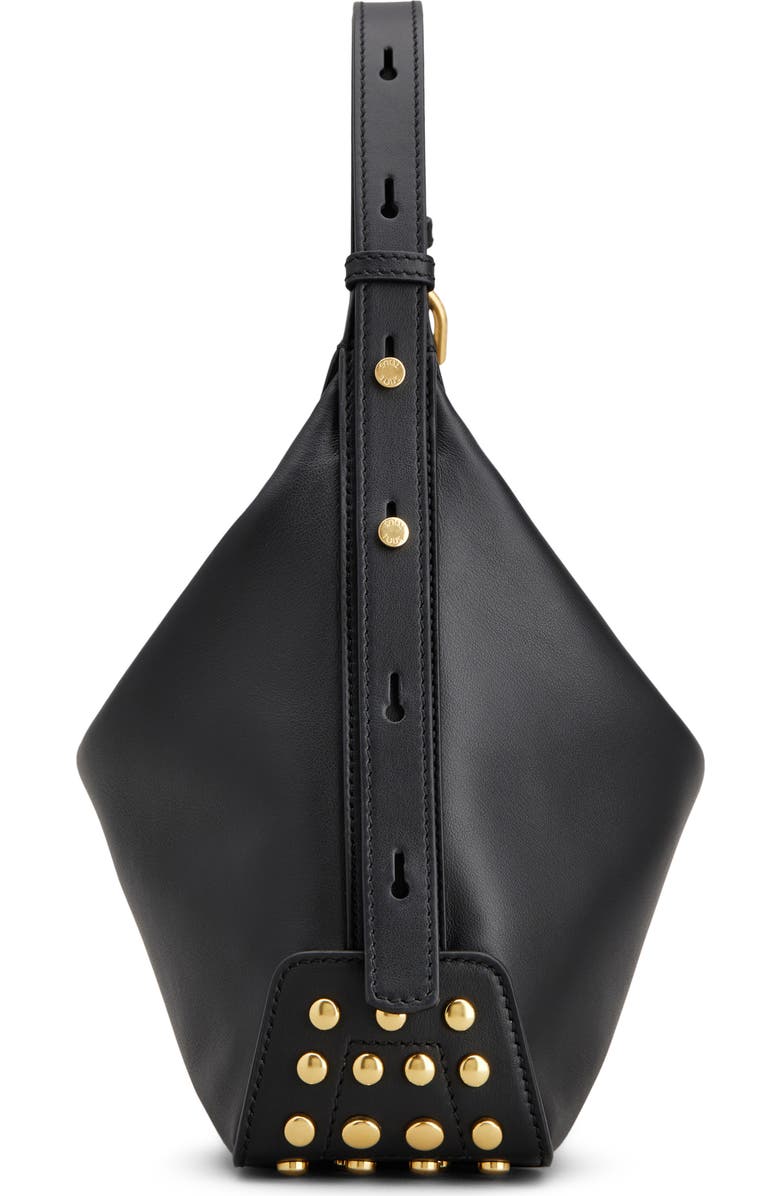 Tod's Mini Metal Dots Leather Shoulder Bag, Alternate, color, Nero