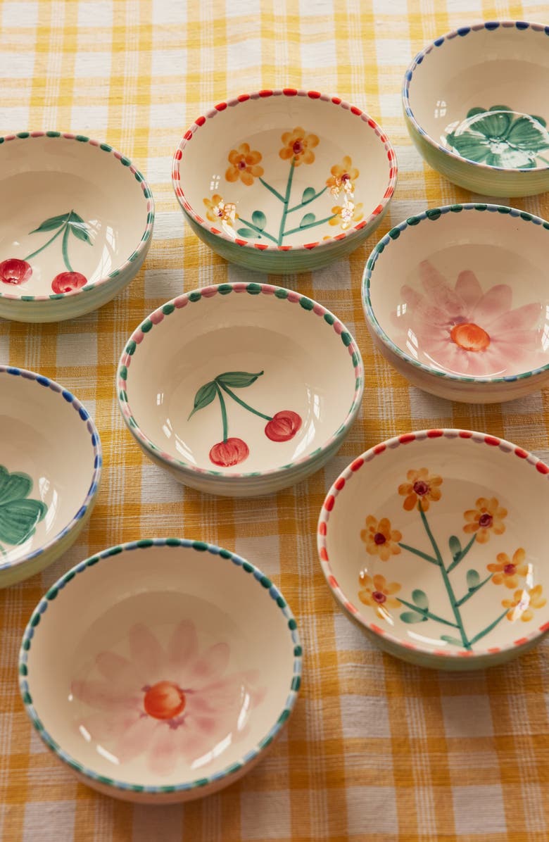 Rice by Rice Set of 6 Hand-Painted Ceramic Bowls, Alternate, color, Multi