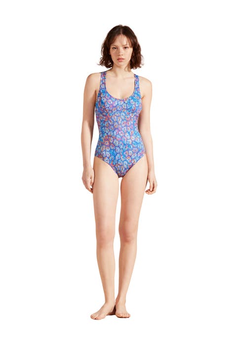 VILEBREQUIN Women Crossed Back Straps One-Piece Swimsuit Tahiti Flowers