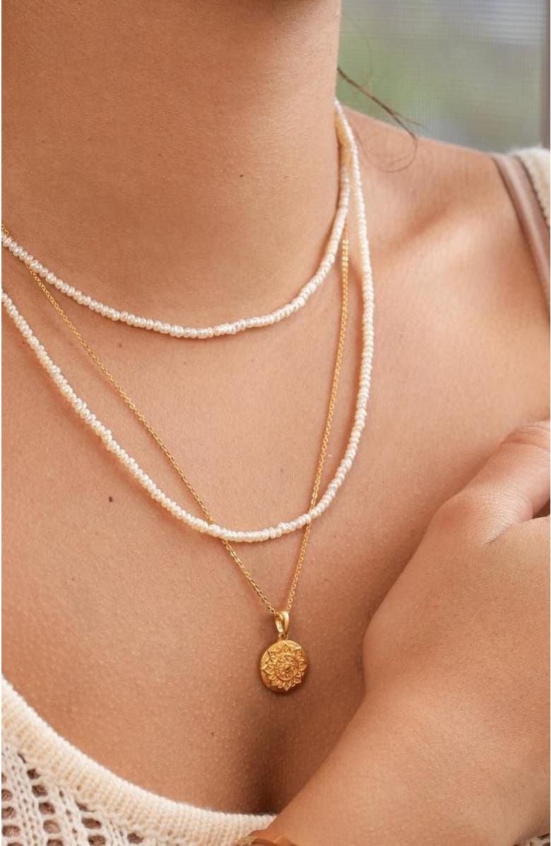 Mantra I Am Abundant Pearl Chain, Alternate, color, Pearl