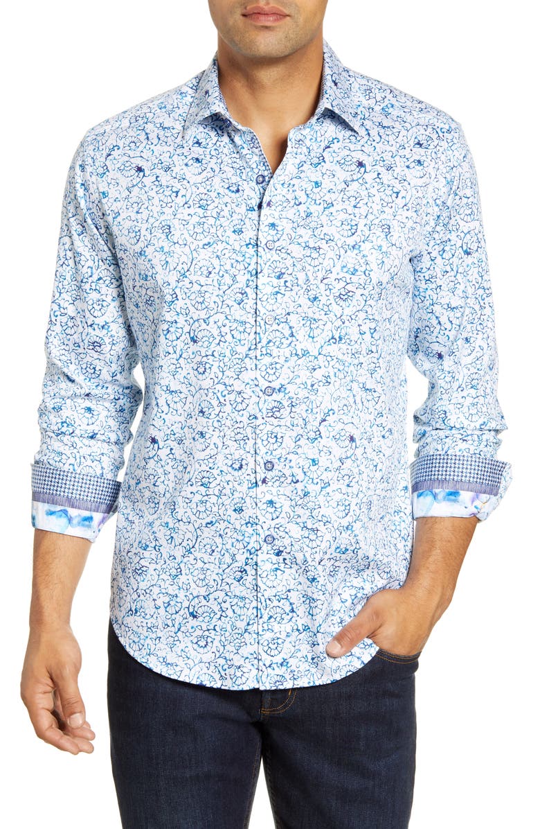 Robert Graham Garland Regular Fit Floral Button-Up Sport Shirt, Main, color,