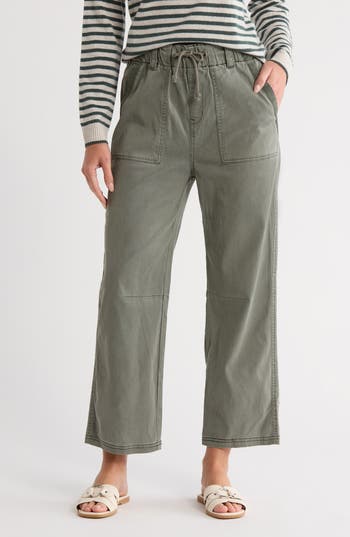 Splendid Gianna Crop Drawstring Pants In Green
