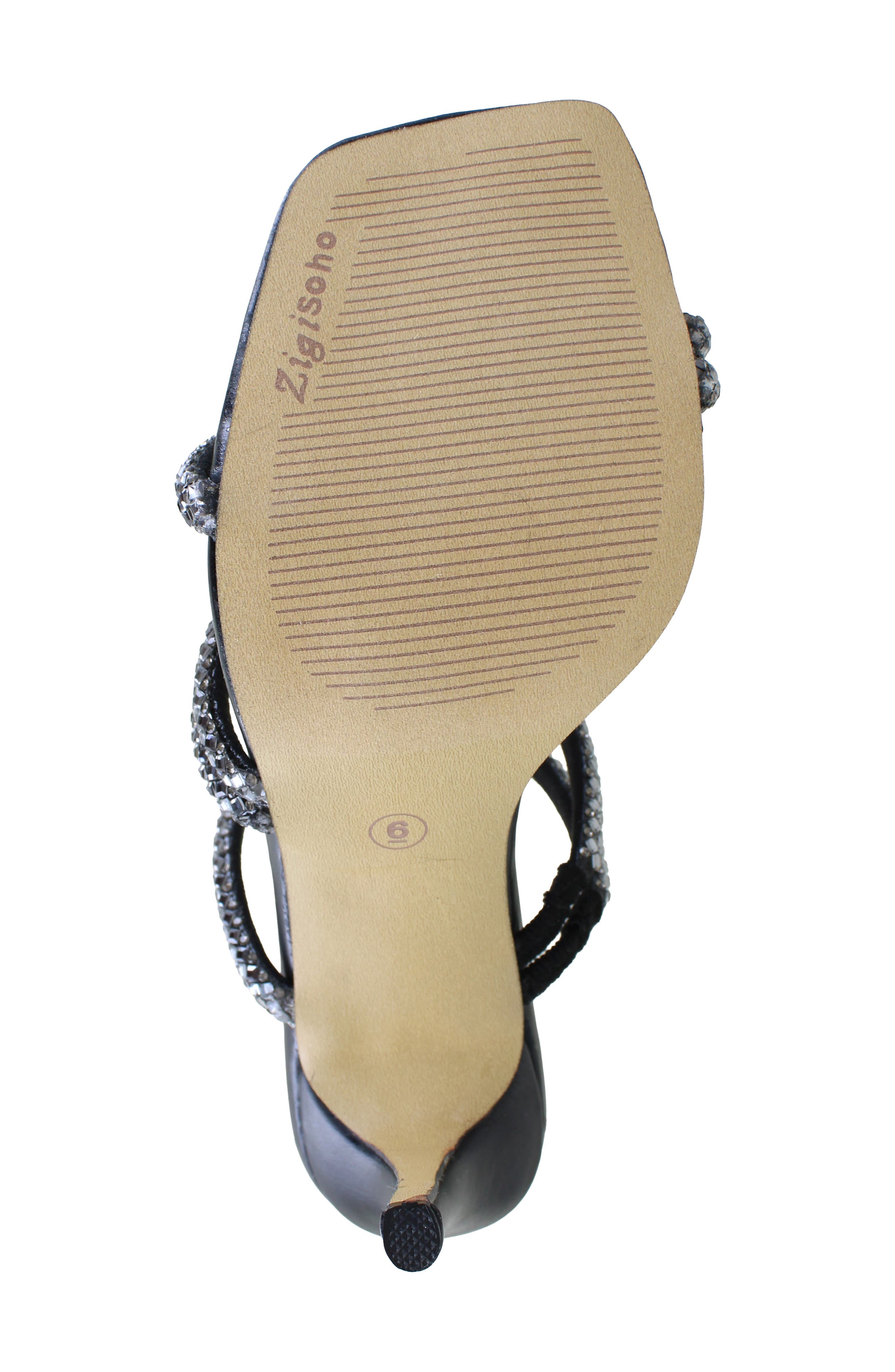 ZIGISOHO Rhinestone Strap Stiletto Sandal, Alternate, color, Black Suedette