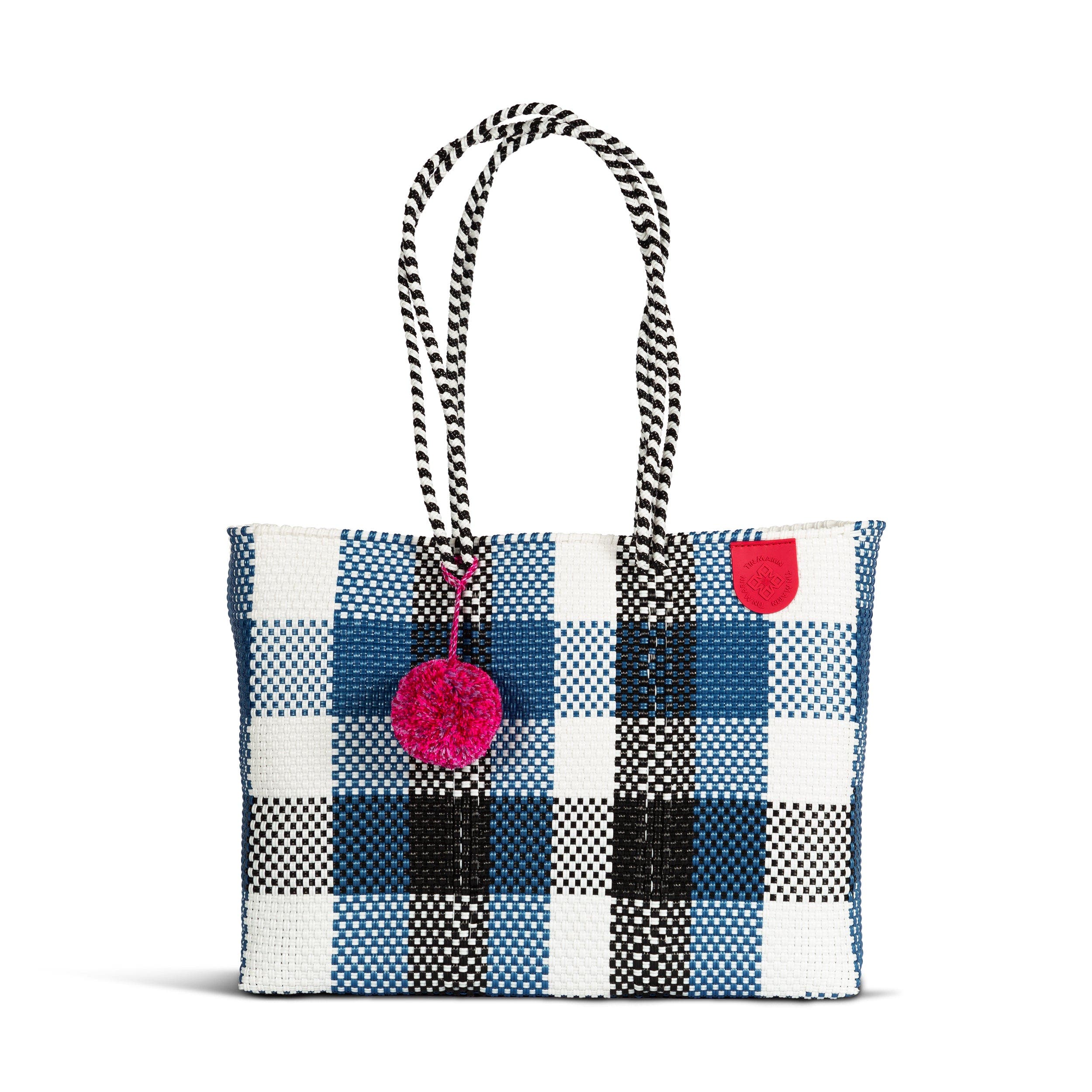 Tin Marin Mykonos Woven Super Tote, Main, color, Blue 
White